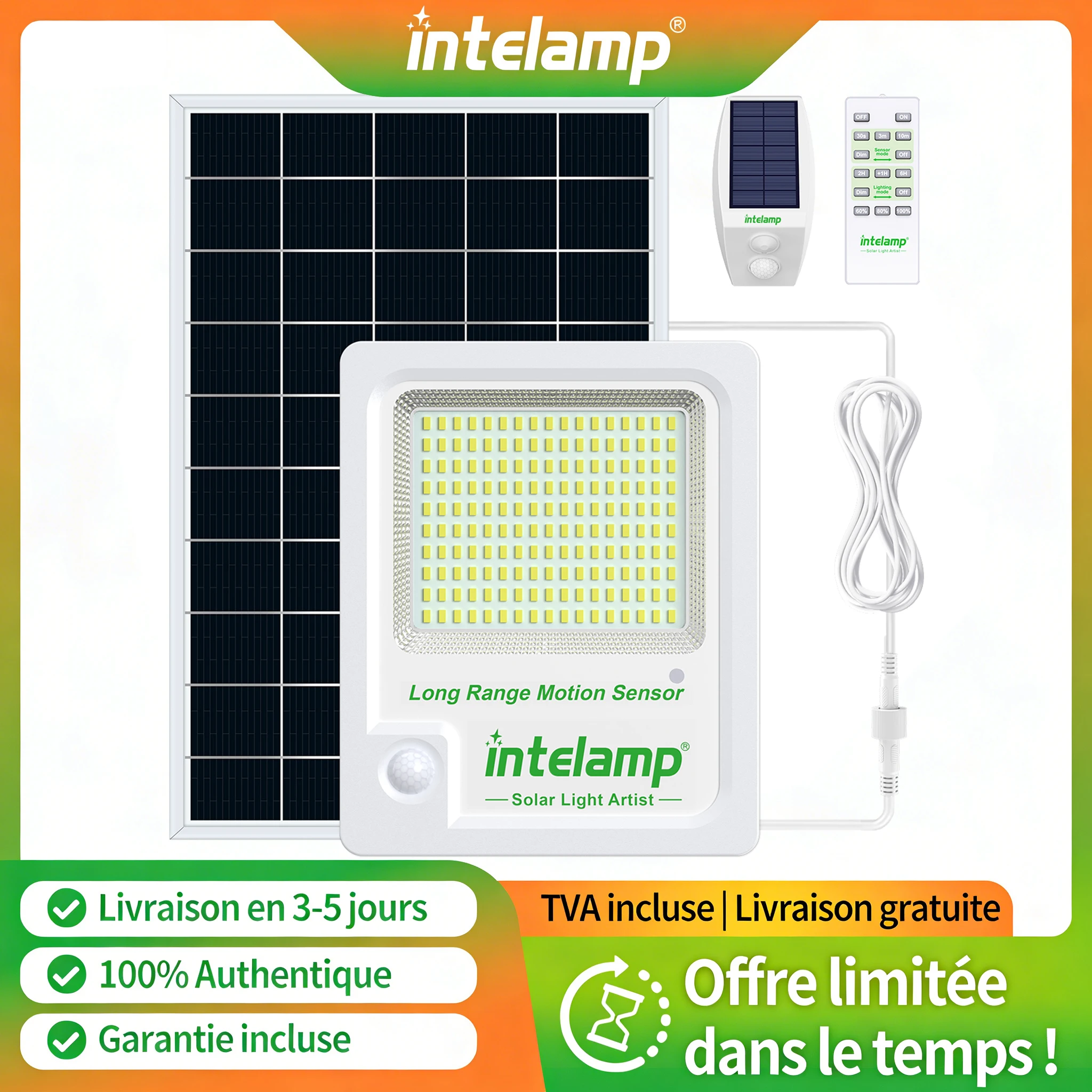 Lampes solaires de jardin extérieures étanches IP65, super lumineuses, 170 LED, détecteur de mouvement, lampe murale solaire, lampe de sécurité, 3 modes| lampe extérieur solaire lampe solaire