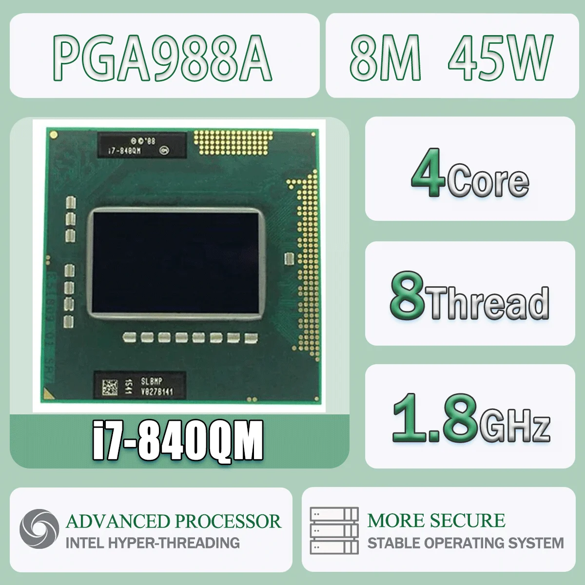 Intel Core I7-840QM SLBMP Quad-Core Acht-Thread 1,8 GHz 8M 45W Computer CPU Prozessor Server I7 840QM Sockel G1 PGA988A