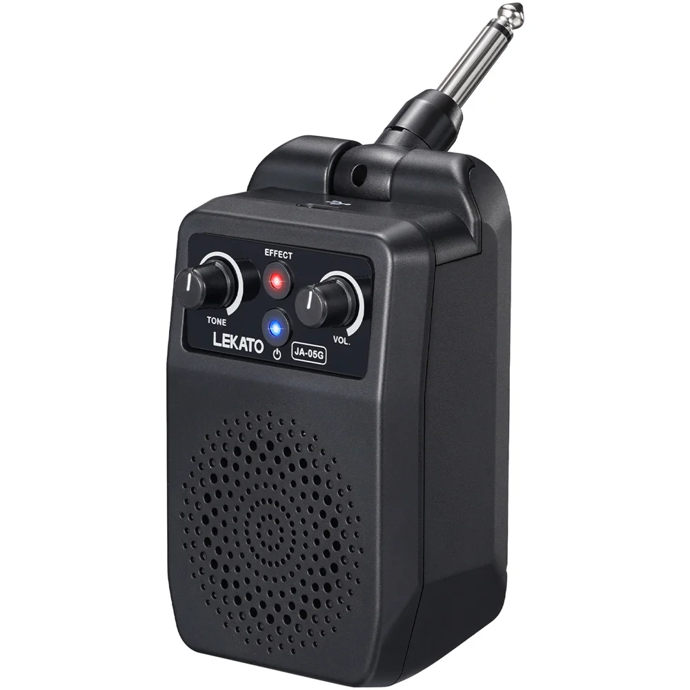 LEKATO Mini Elektrogitarren-Verstärker 5W Tragbarer Gitarrenverstärker Bluetooth Eingebaute 4 Effekte Wiederaufladbarer Kleiner Gitarrenverstärker für Übungszwecke Image