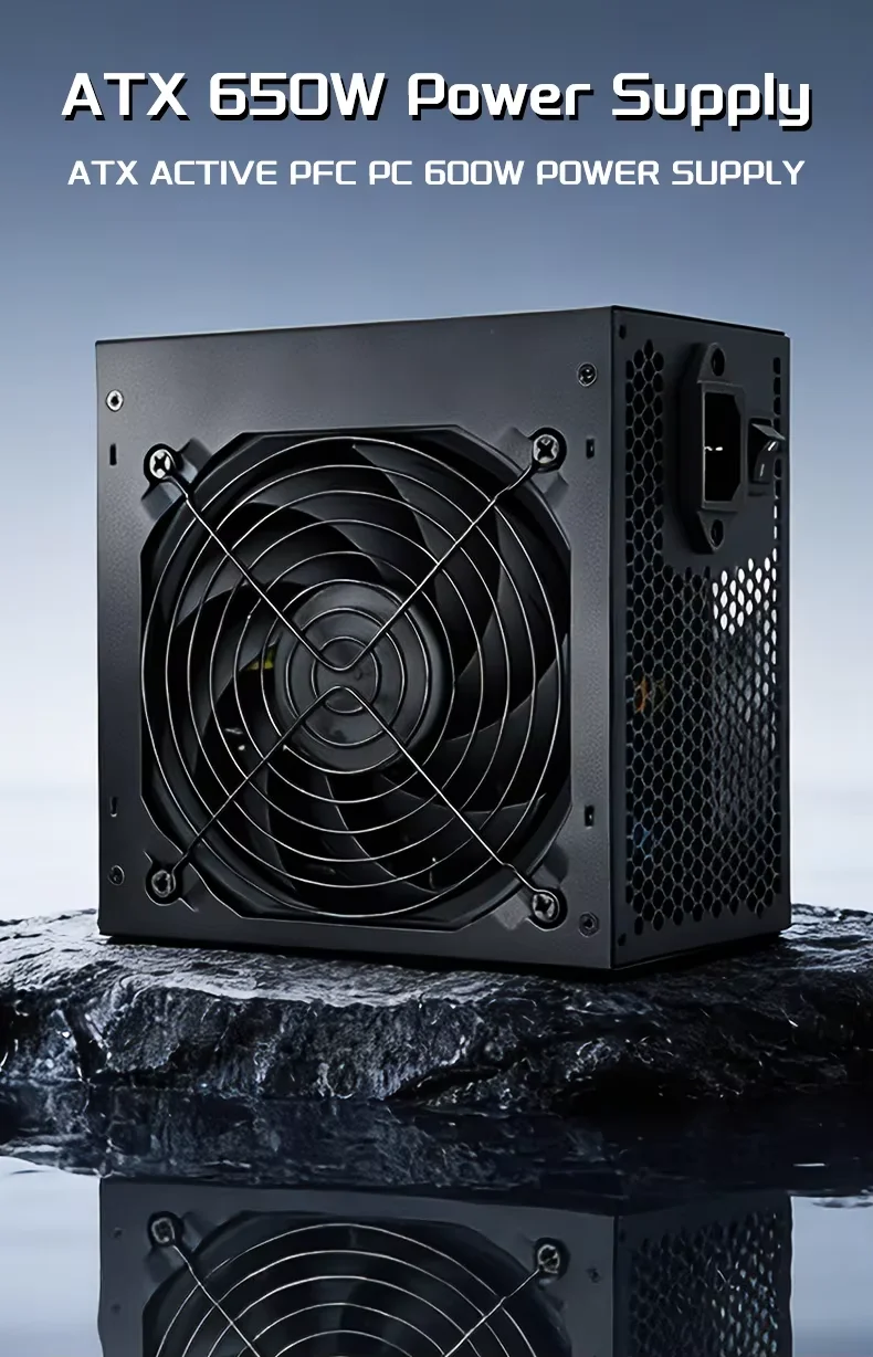 ATX 650W Netzteil Aktiver PFC PC 120MM Kugellager-Lüfter Leiser Lüfter 80 PLUS GOLD Mit Schalter Für Gaming-Computer PC Desktop Server Image