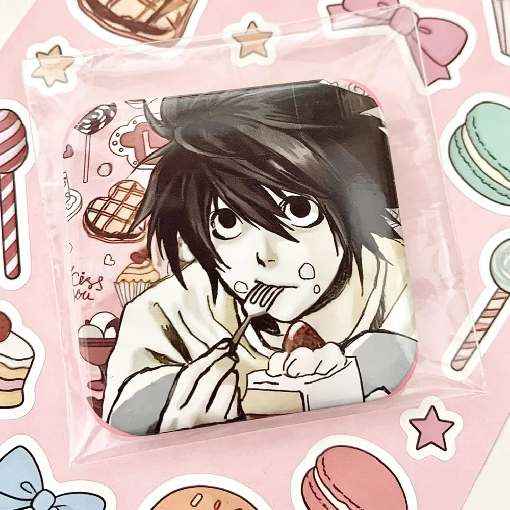 Anime Death Note Emaille-Pins Dessert-Serie Quadratisches Abzeichen Cartoon-Figur L Lawliet Cosplay-Abzeichen Rucksack-Zubehör Geschenke Image