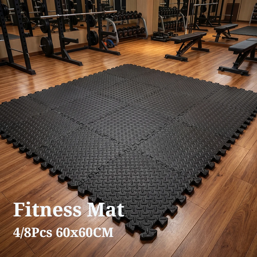 60x60x1CM Dark Color Foam Fitness Non Slip Yoga Mat 4/8Pcs Sports Fitness Mat EVA Foam Interlocking Flooring Massage Mat Rug Pad
