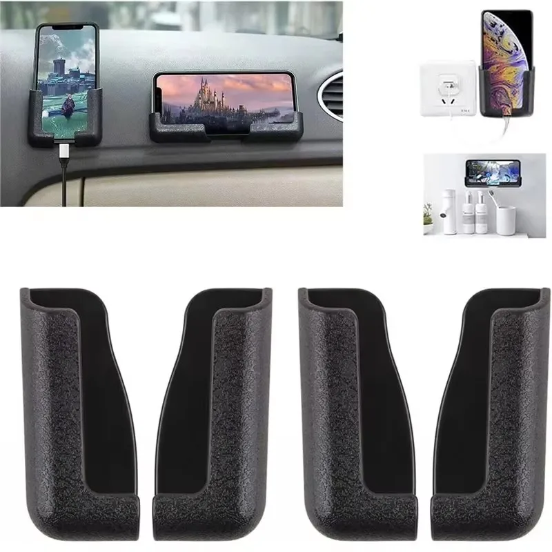 1-3 stücke Wand Halterung Telefon Halter schwarz Schlag Kostenloser Wand Handys Ladestation Faul Klebrige Fernbedienung Lagerung box Image