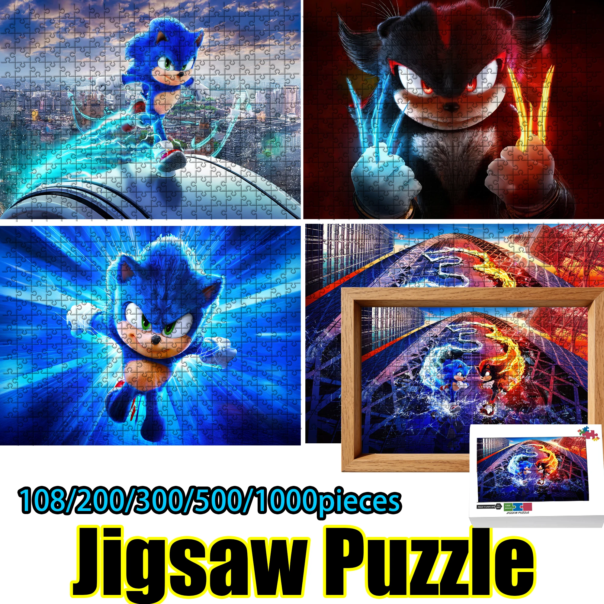 Sonic the Hedgehog Puzzle 108/200/300/500/1000 Teile Holzpuzzle Hochwertiges Geburtstagsgeschenk Image