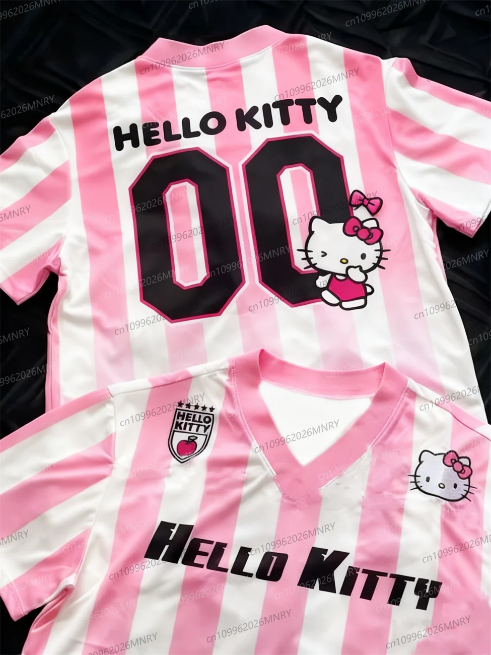 Cartoon Hello Kitty T-Shirt, modische Sportbekleidung für Damen und Herren, V-Ausschnitt, Pyjama, locker, lässig, leicht, atmungsaktiv, für Kinder, Streetwear, Tops