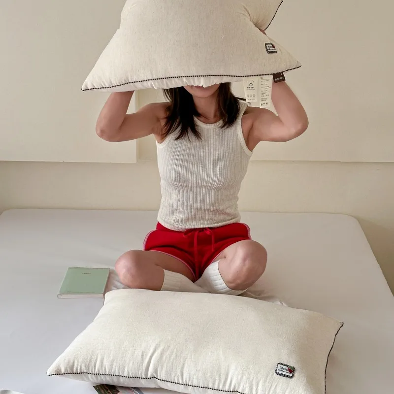 Neuer Erdbeer-Baumwoll- und Leinenkissenkern, weich und bequem, einfarbig, schlicht, rechteckig, weiches Kissen für Zuhause Image