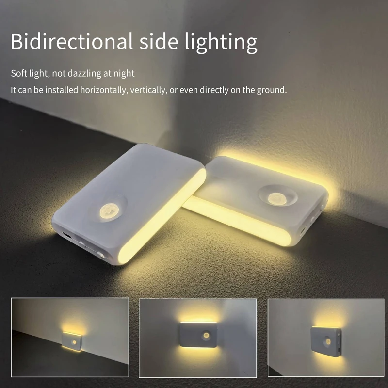 Wandleuchte mit Bewegungsmelder, magnetisches Nachtlicht, Typ C, Aufladen, warmes/RGB-Licht, kabellose Schrankbeleuchtung für Innenschrank, Treppe