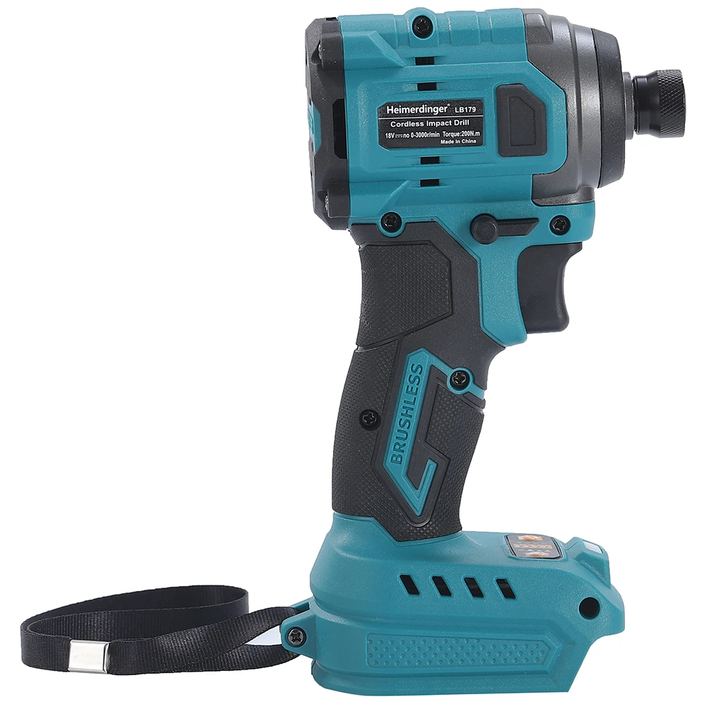 Heimerdinger Bürstenloser Akku-Schlagschrauber, 1/4 Zoll 6,35 mm Sechskant-Schlagschrauber, hohes Drehmoment, 220 Nm variable Geschwindigkeit, keine Batterie Image