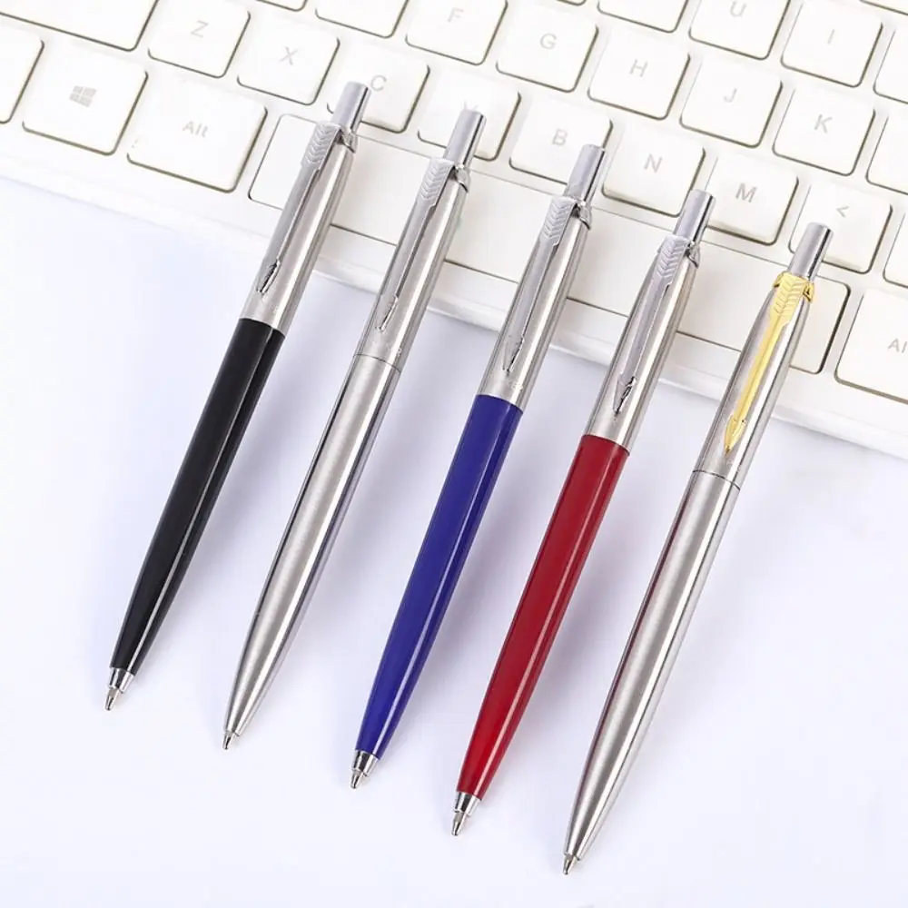 Metall-Kugelschreiber im Business-Stil mit Druckmechanismus und blauer/schwarzer Tintenmine – Geschenk für Studenten und Schreibutensilien Image