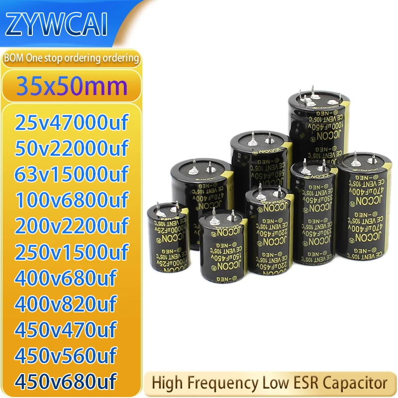 1PCS 35x50 25v47000uf 50v22000uf 63v15000uf 100v6800uf 200v2200uf 250v1500uf 680uf 820uf 470uf 560uf 680uf 400V 450v kondensator Image