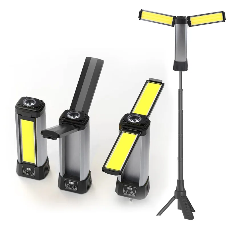 Superhelle LED-Arbeitsleuchte für den Außenbereich mit Digitalanzeige, faltbares 3-Blatt-Design, magnetisch drehbare Campinglampe