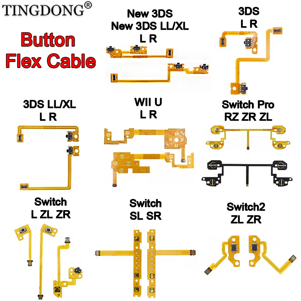 Für 3DS XL/LL, New 3DS XL/LL, Switch 1/2/Pro, WII U Controller: Linke und rechte leitfähige Folien, Reparaturzubehör für die Tastenreihenverkabelung Image