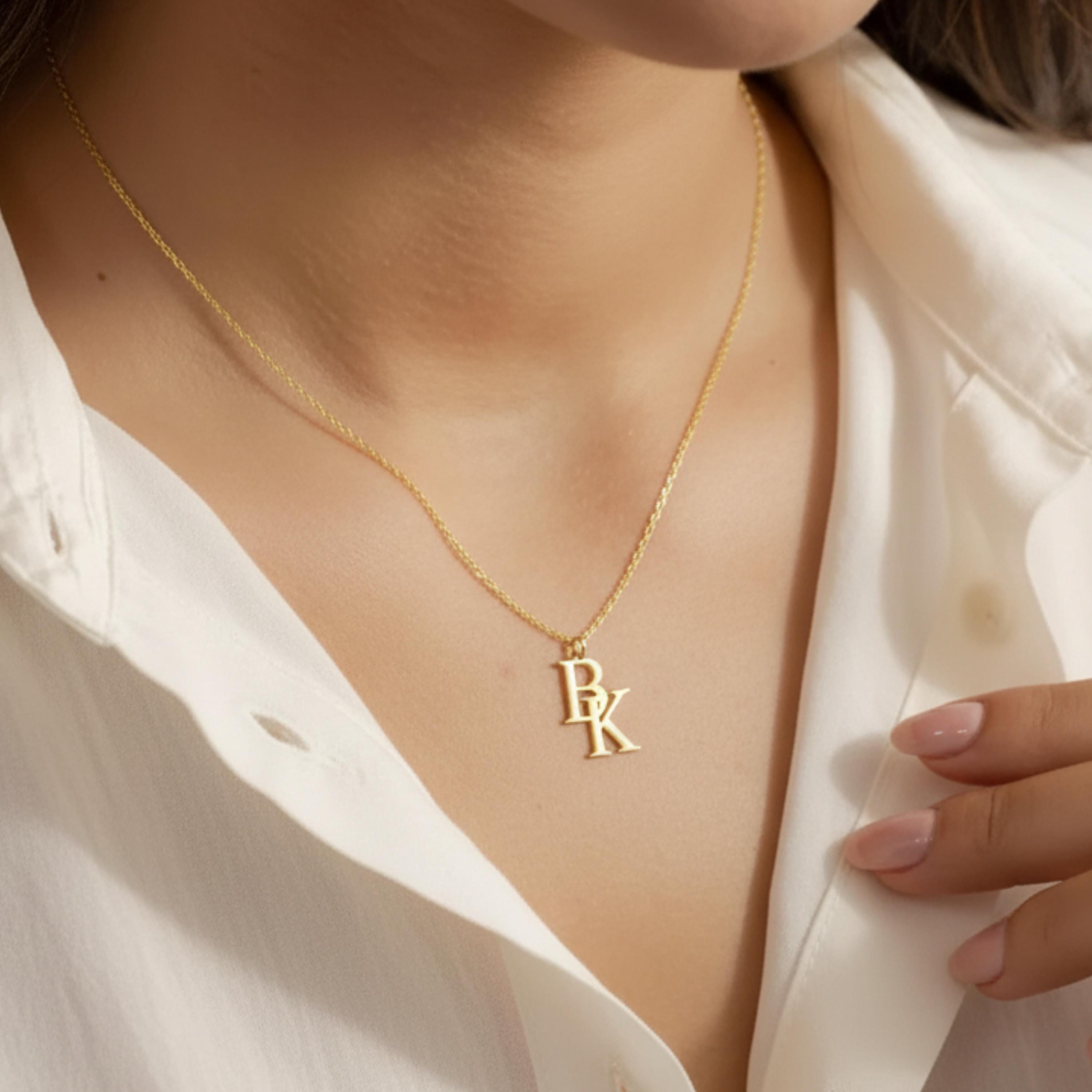 Collana con doppia iniziale, collana con lettera di coppia personalizzata, collana con iniziale personalizzata, collana con iniziali intrecciate, coll