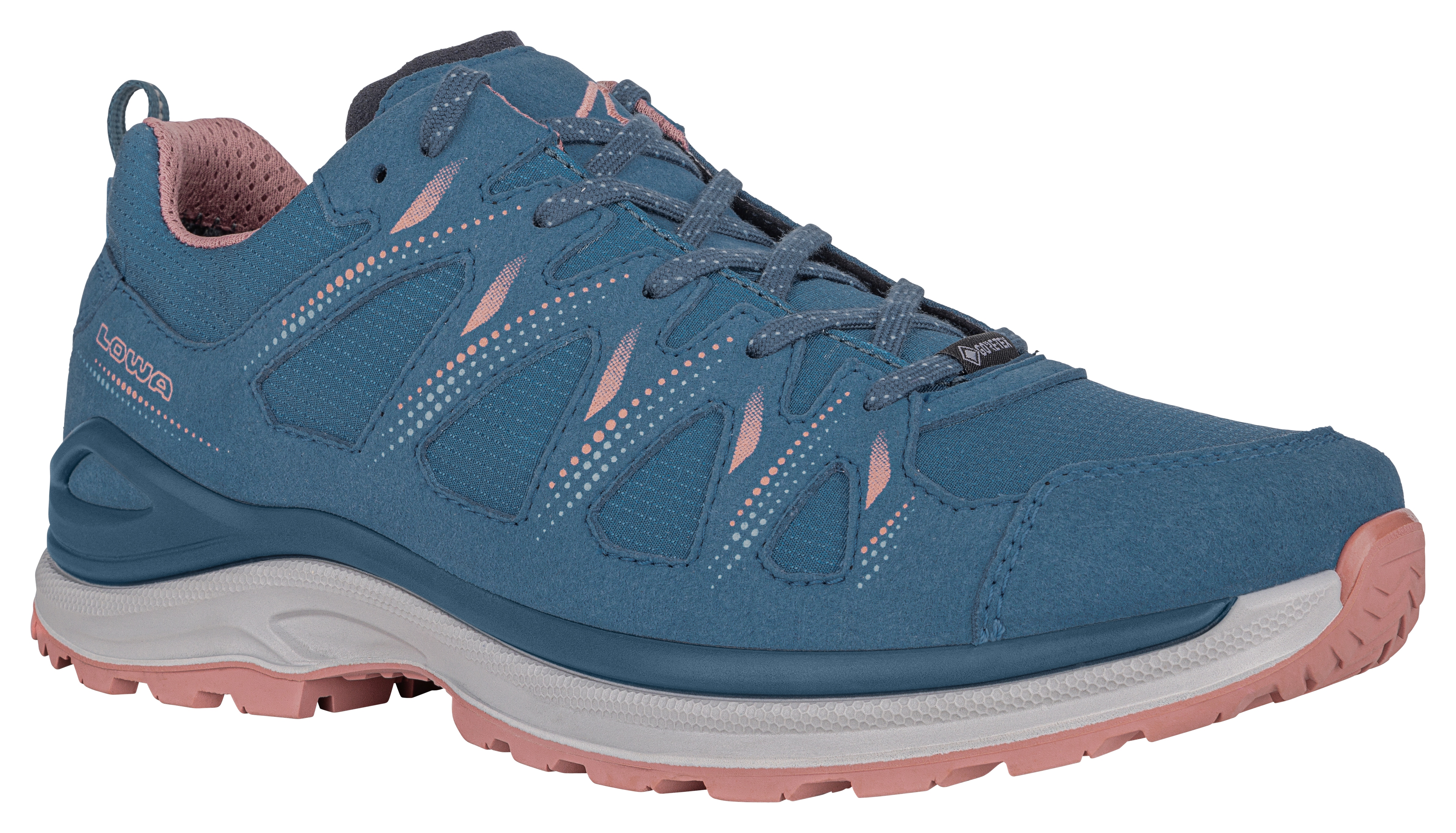 Wanderschuh LOWA "INNOX EVO II GTX WS", Damen, Gr. 39, stahlblau, altrosa, Textil, Schuhe Wanderschuh, wasserdicht, winddicht,atmungsaktiv dank GORE-TEX Membrane Image