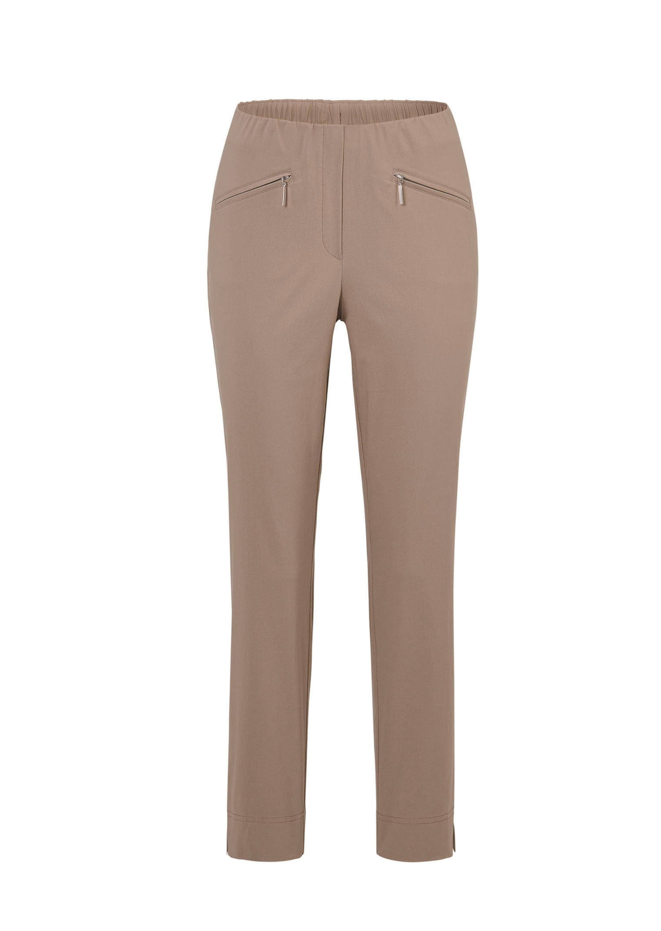 7/8-Hose GOLDNER "Kurzgröße Stretchhose LOUISA, dehnbar & mit Taschen", Damen, Gr. 19, K-Gr, beige (taupe), Obermaterial: 67% Baumwolle CO. 28% Polyamid PA. 5% Elasthan EL., normal, Hosen 7/8-Hose, Ohne Image