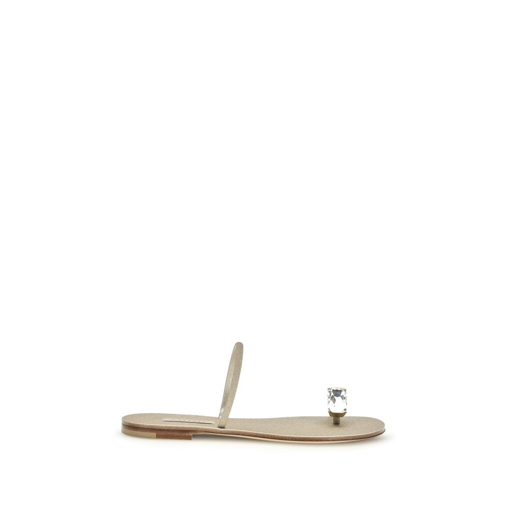 Casadei Gold Kalbsleder Bos Taurus Flachsandalen