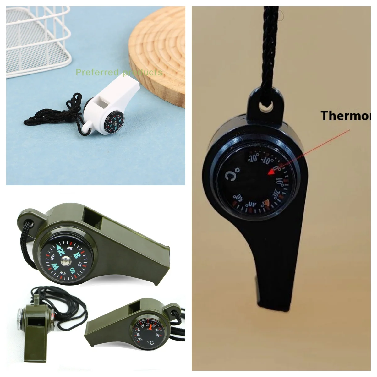 3in1 Temperatur Mini Kompass Pfeife Multifunktionale Outdoor Survival Pfeife Camping Wandern Überleben Pfeife Kompass Werkzeuge Image