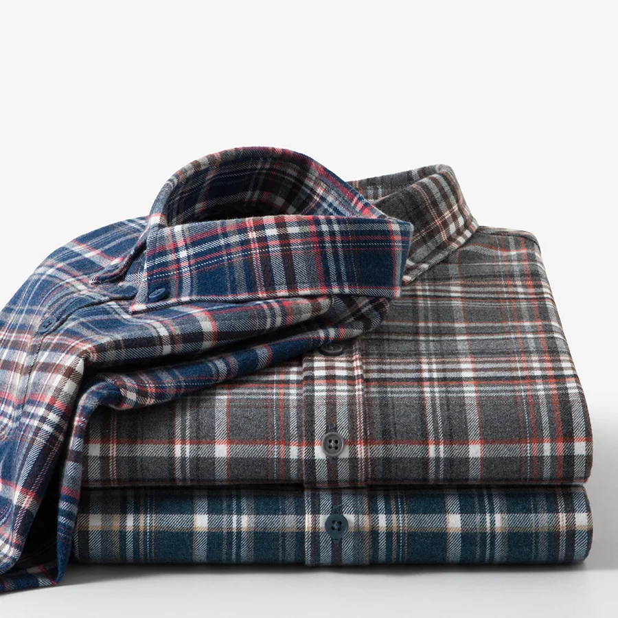 Commercio all'ingrosso autunno e inverno 100% tessuto di cotone Casual da uomo camicia a quadri di flanella camicie a maniche lunghe per gli uomini di alta qualità