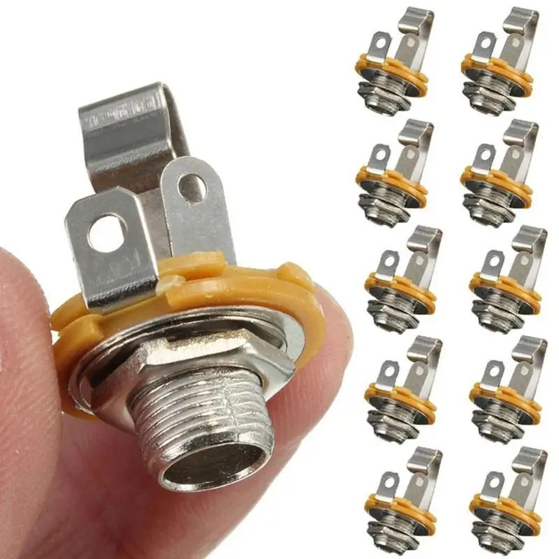 10 teile/satz Elektrische Gitarre Eingang Jack Für Alle Elektrische Gitarre & Bass Gitarre 1/4 " (6,35mm) Mono Jack Buchse Mutter & Unterlegscheibe Image