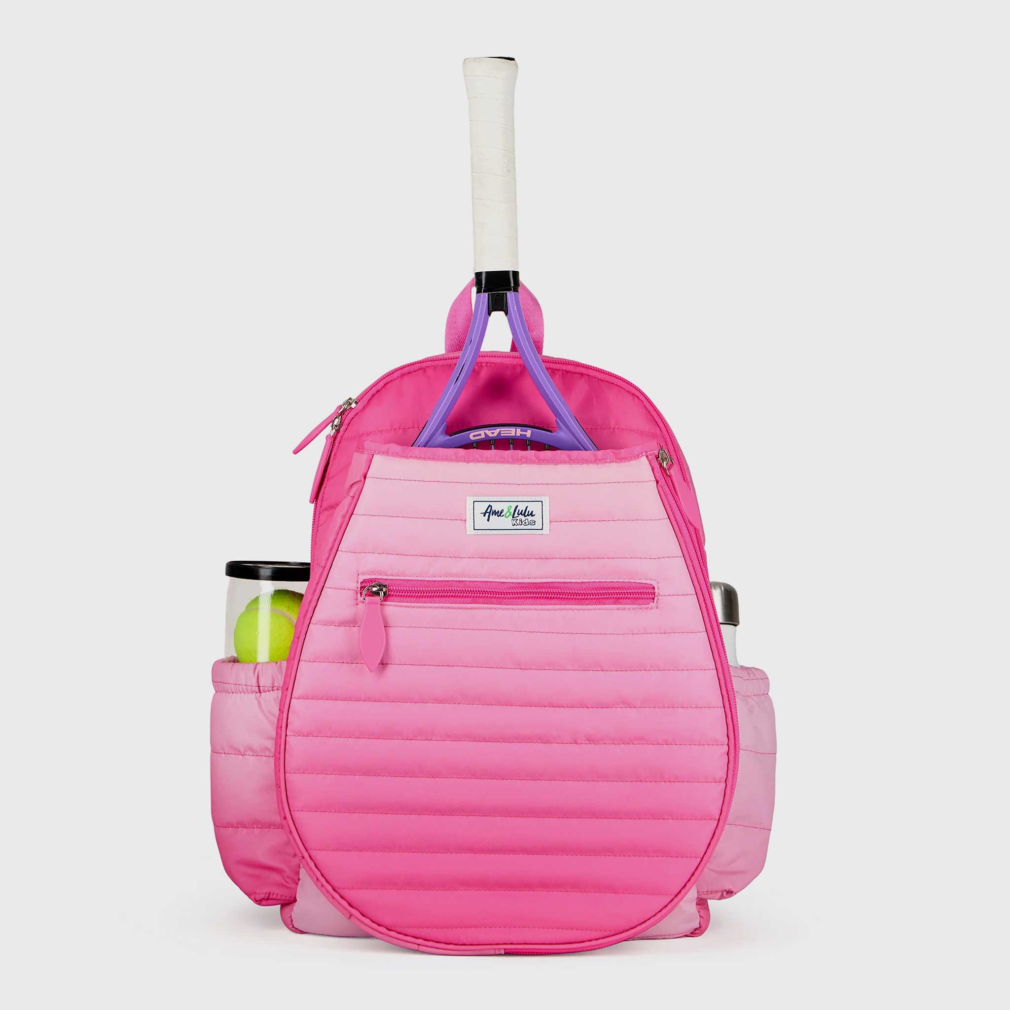 Ame and Lule Big Love Tennis Kids' Backpack Tennis Bags Hot Pink Ombre Puffer - Ame & Lulu