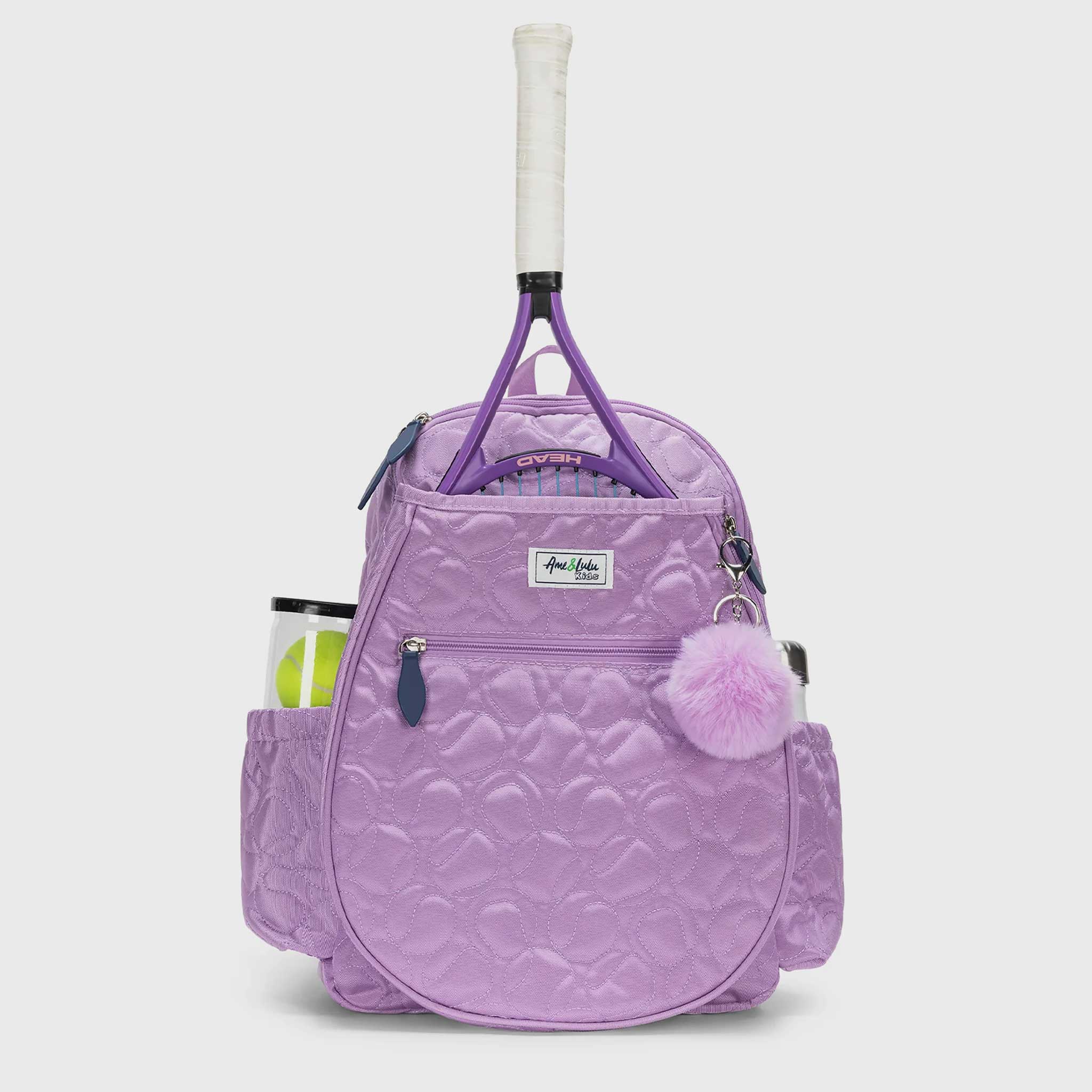 Ame and Lule Big Love Tennis Kids' Backpack Tennis Bags Quilted Lavender Tennis Balls