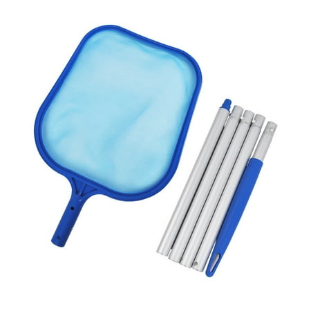 186cm Aluminum Pool Leaf Skimmer Net Heavy-Duty Mesh Cleaning Net with 4 Removable Connection Rods Telescopic Pool Skimmer for Swimming Pool Leaf Removal