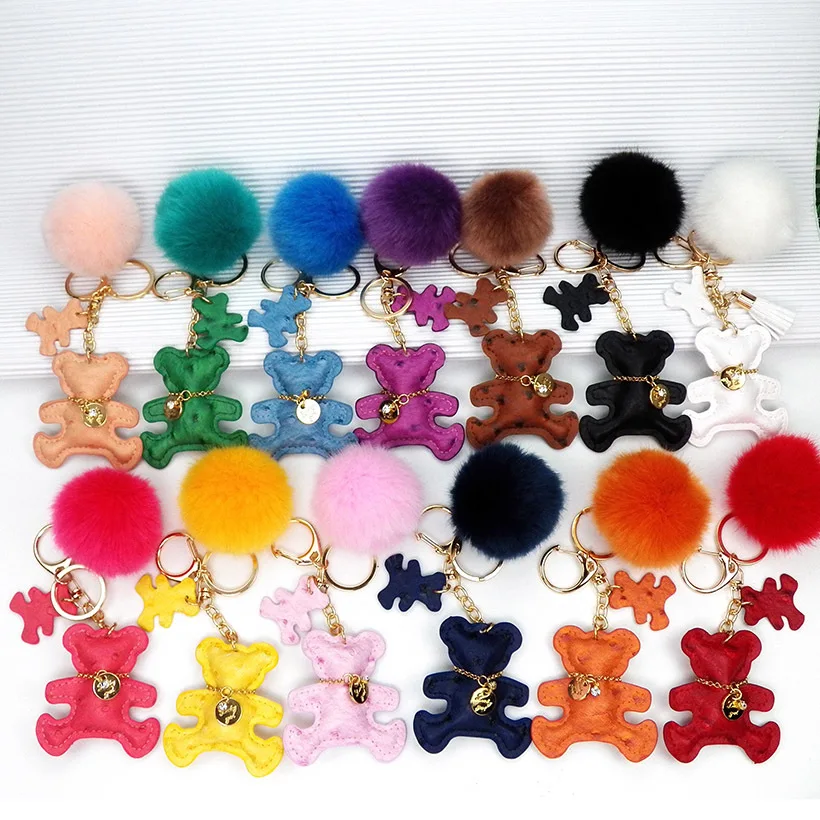 Portachiavi con orsetto di design ciondolo per borsa portachiavi con pompon simpatico orsetto di peluche portachiavi a forma di orsetto dei cartoni animati