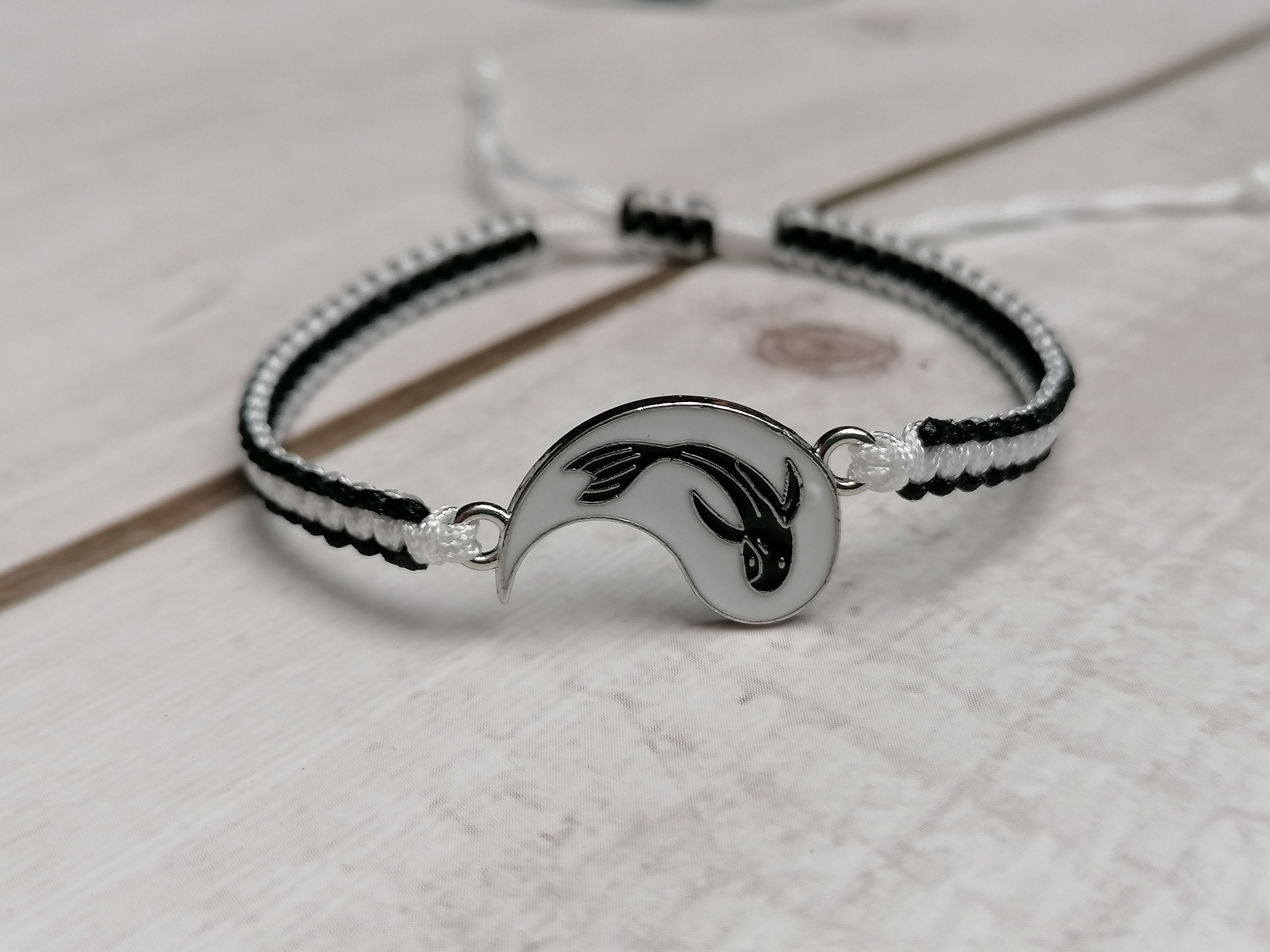 1 braccialetto con pesce koi bianco, braccialetti dell'amicizia con pesce koi Yin Yang, braccialetti di coppia, braccialetto per migliori amici - rego