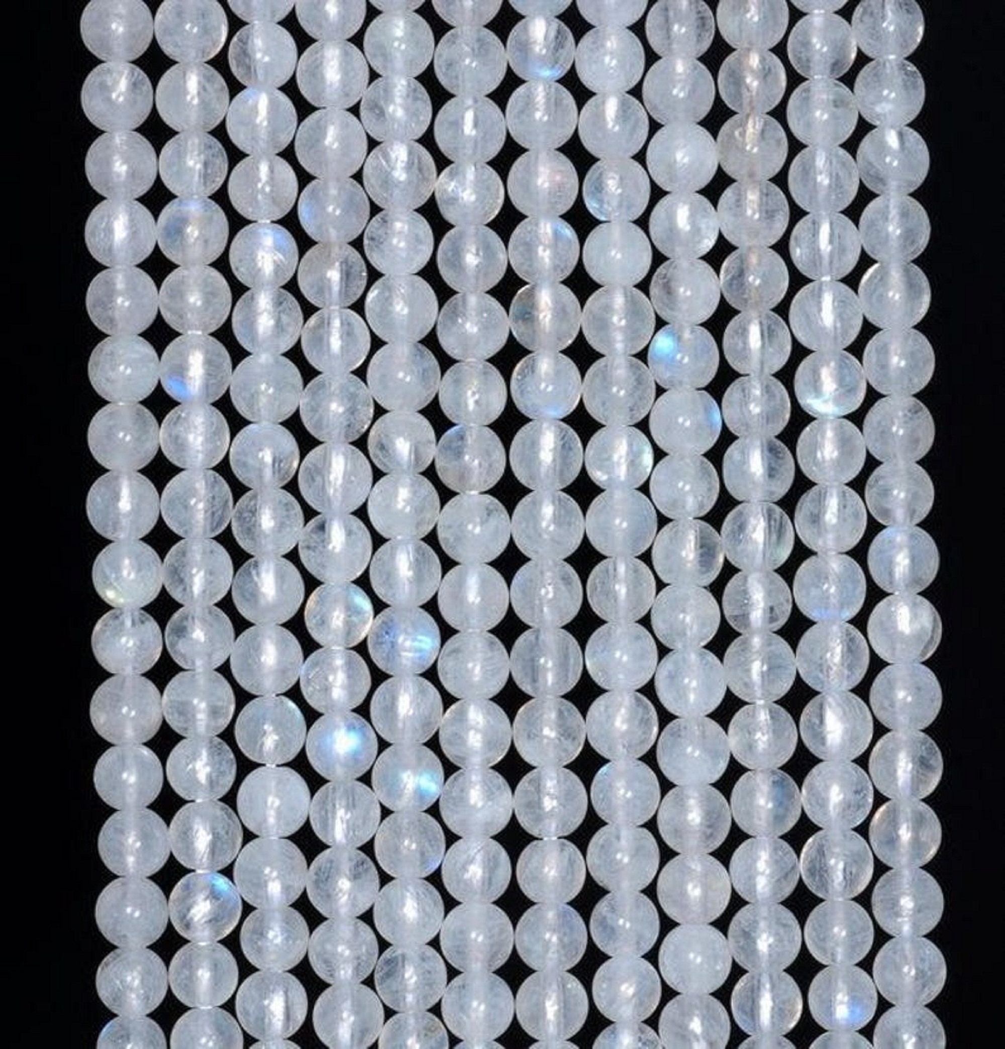 Perline rotonde lisce di pietra di luna arcobaleno, perline rotonde di pietra di luna arcobaleno da 4 mm, pietra preziosa di luna, filo di perline di
