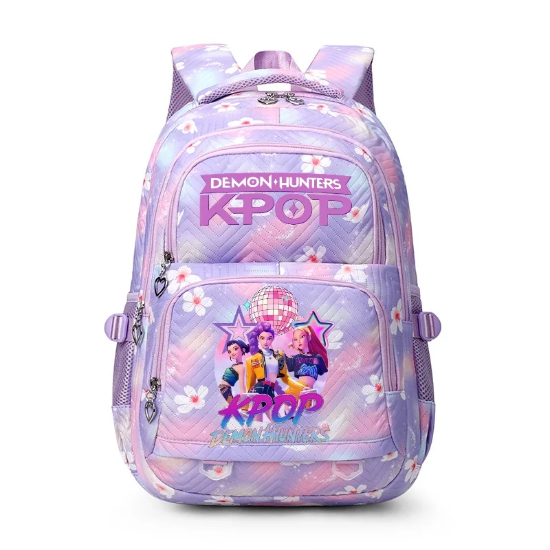 Sacs à dos K-POP Demon Hunters, imprimé violet, Rumi Mira Zoey HUNTR/X Saja, sacs d'école pour adolescents, sacs d'école pour ordinateur portable, Mochilas de voyage