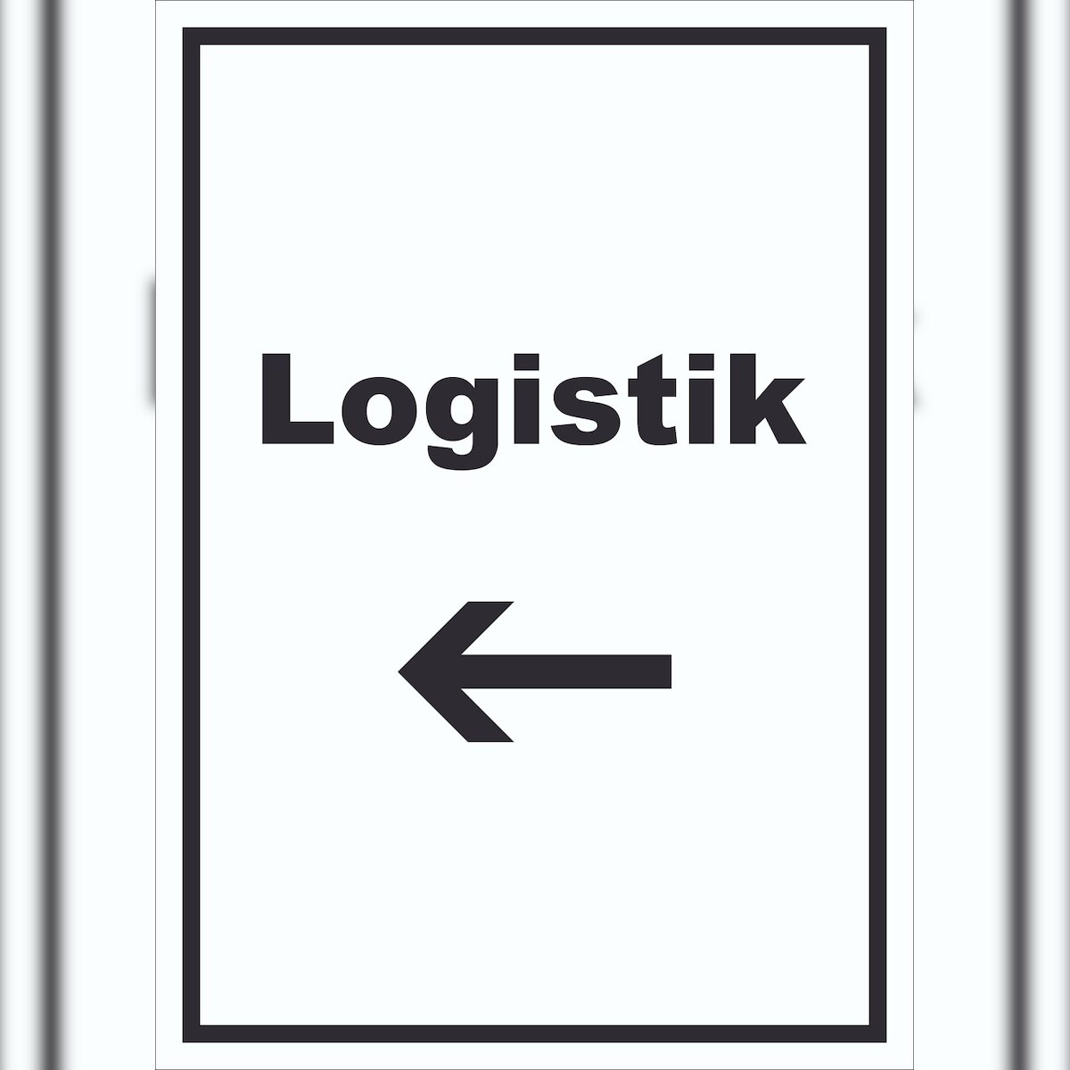 HB-Druck Logistik Schild mit Text und Richtungspfeil links Transport Versand hochkant A6 Rückseite selbstklebend Image