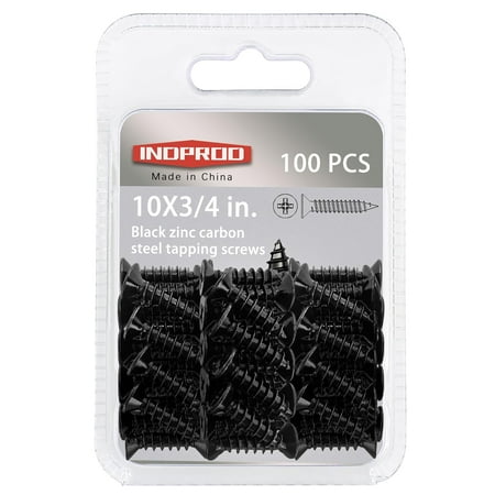 #10 X 3/4 Black Screw Flat Head Phillips Wood Screw Electroplating Black Carbon Steel #10 X 3/4-Inch 100Pcs