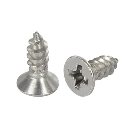 #6 x 3/8 Stainless Steel 304 (18-8) Flat Head Phillips Wood Screws 100pcs Solid Stainless Screw