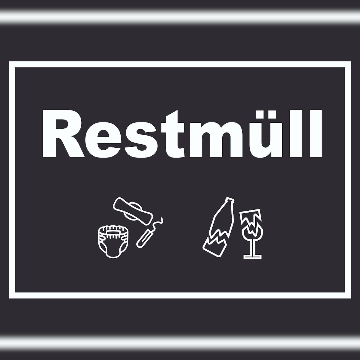 HB-Druck Restmüll Mülltrennung Schild Text Symbol Haushalt waagerecht A3 Rückseite selbstklebend