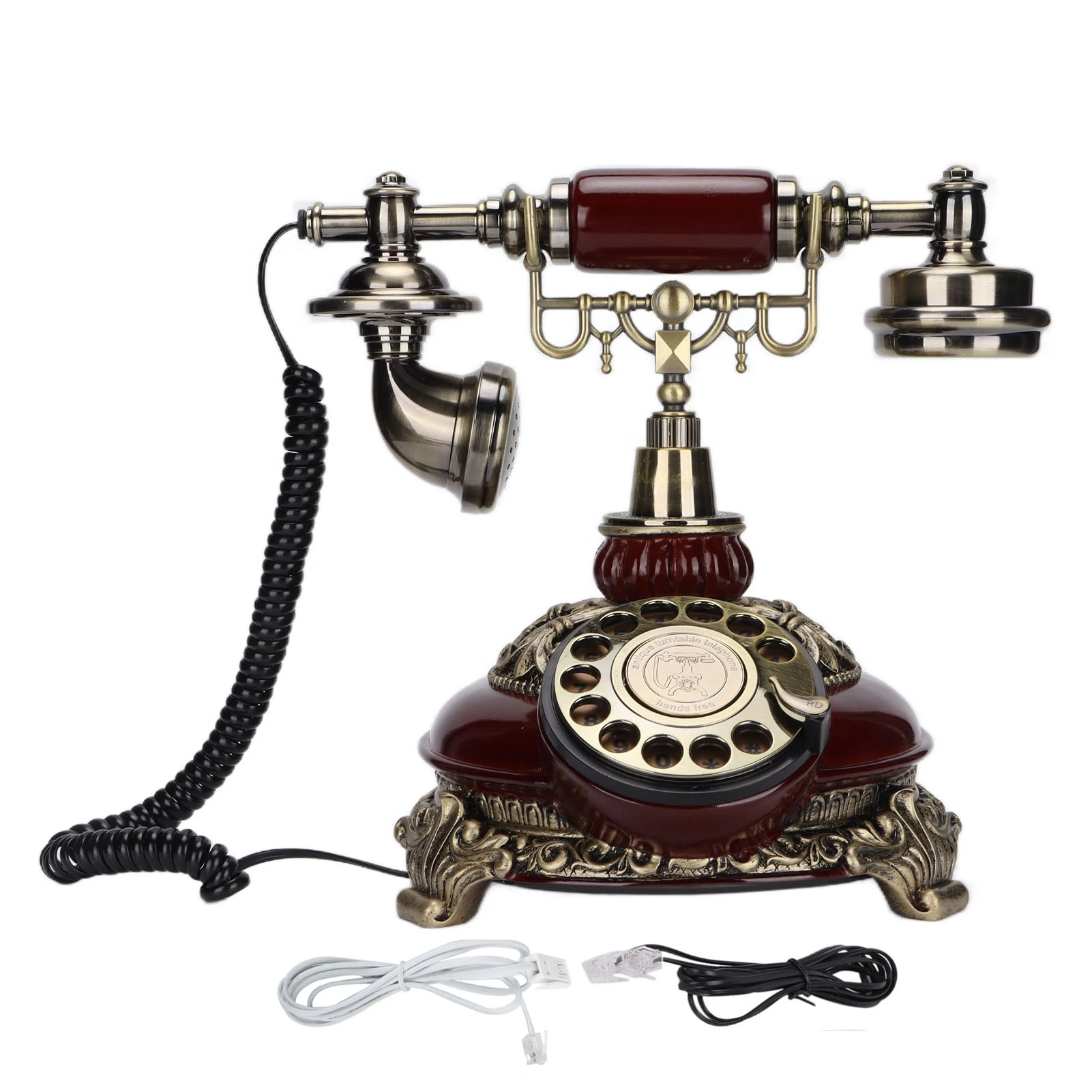 Royal Vintage Telephone Antique Desk Rotary Dial Handset Corded Phone for Home Office Cafe Bar Decoration