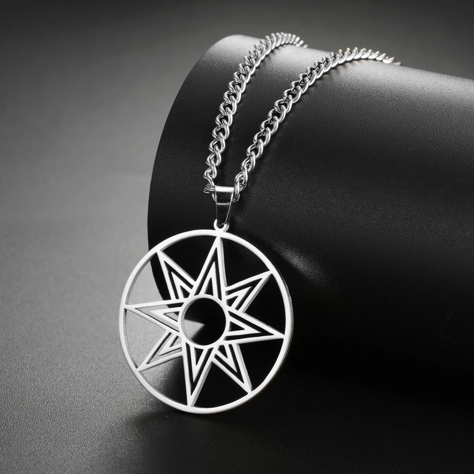 LIKGREAT Collana grande ottagramma in acciaio inossidabile a 8 punti stella di Ishtar Innana stella di venere ciondolo con ciondolo collana greca