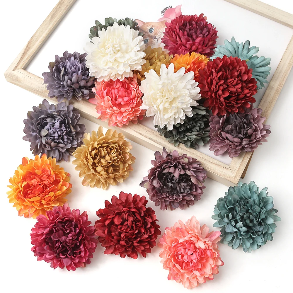 5 pezzi di fiori artificiali di seta 7 cm Dahlias 10 colori ghirlanda accessori decorazioni per la casa decorazione di nozze appeso a parete giardino fai da te