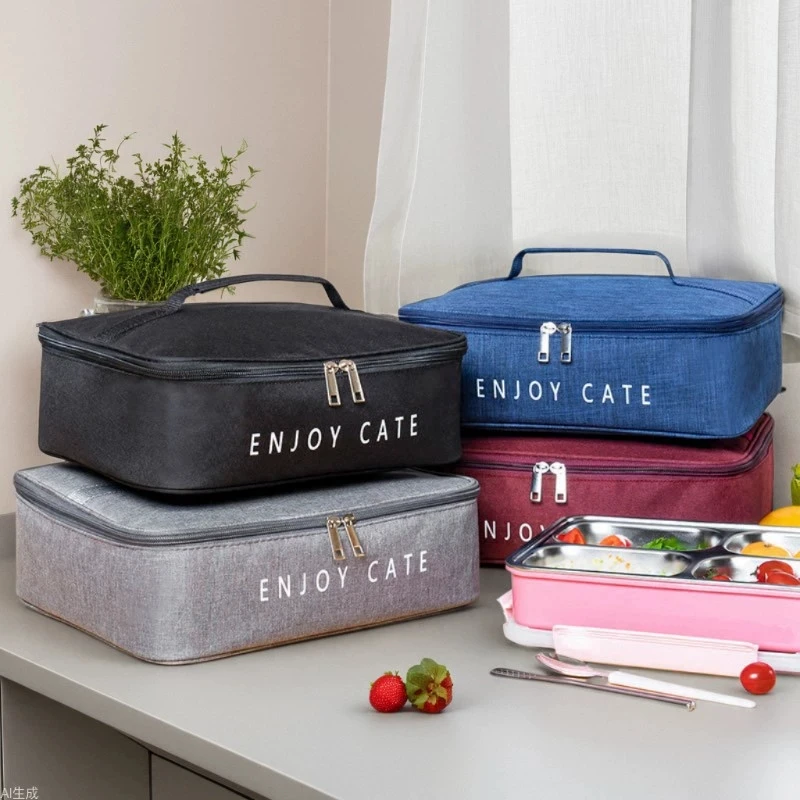 Borsa per il pranzo in foglio di alluminio addensato borsa bento portatile borsa per il pranzo borsa bento borsa termica in tela con borsa da picnic per riso