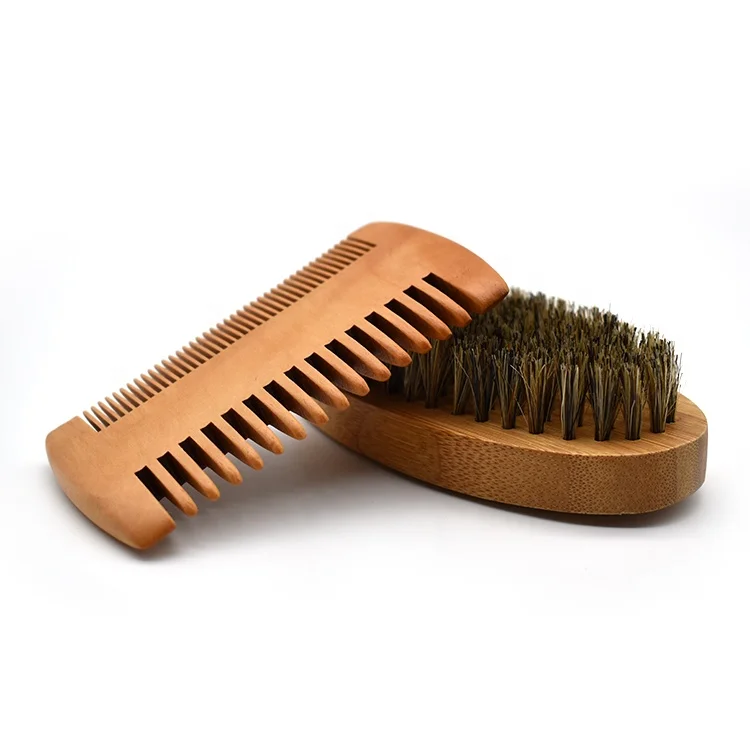Kit Personalizzato per la Cura della Barba Set Pettine e Spazzola per Barba Strumento per Modellare la Barba Maschile Pettine in Legno