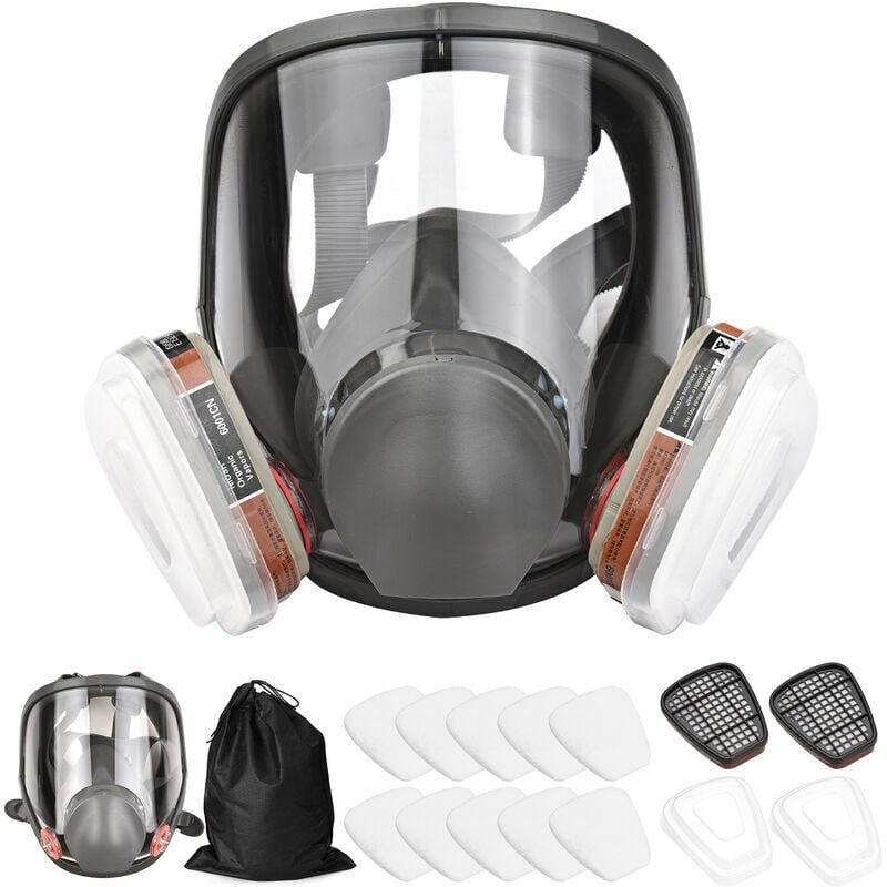 Maschera A Pieno Facciale 16 In 1 Maschera A Pieno Facciale In Silicone Maschera A Pieno Facciale + Scatola Filtro Filtro In Cotone Set Da 7 Pezzi Per Prevenire L'Ammoniaca
