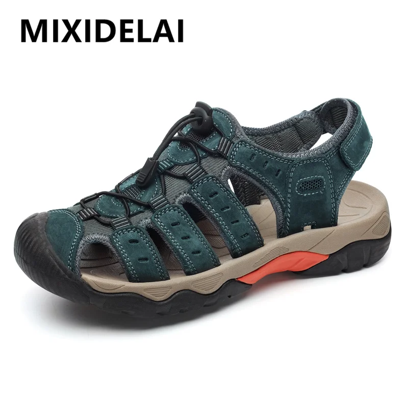 Neue männer Sandalen Weiche Echtes Leder Sandalen Schuhe Männer Große Größe Outdoor Sommer Schuhe Komfort Strand Sandalen Römischen Männer Schuhe Image