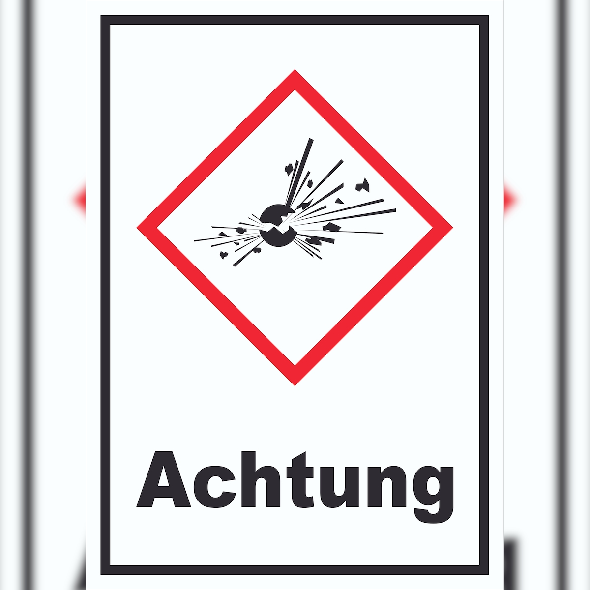 HB-Druck Schild Instabile explosive Stoffe Achtung Explosion hochkant A3 Rückseite selbstklebend Image