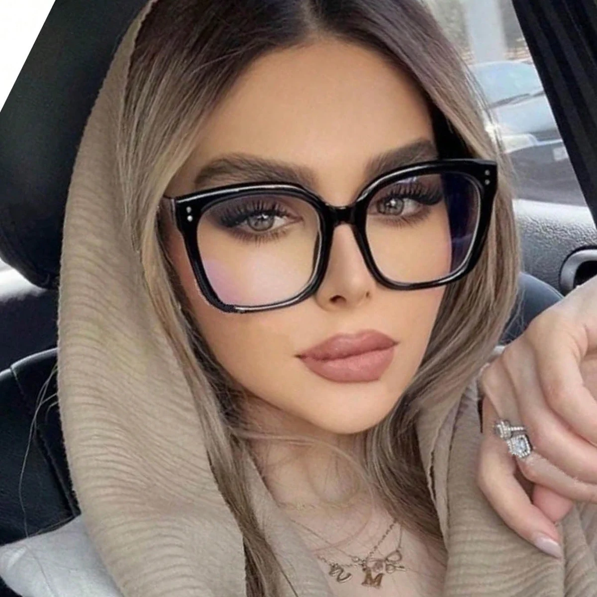Mode Loch Niet Rahmen Klare Gläser Frauen Platz Anti-blau Brillen Optische Computer Brille Männer Image