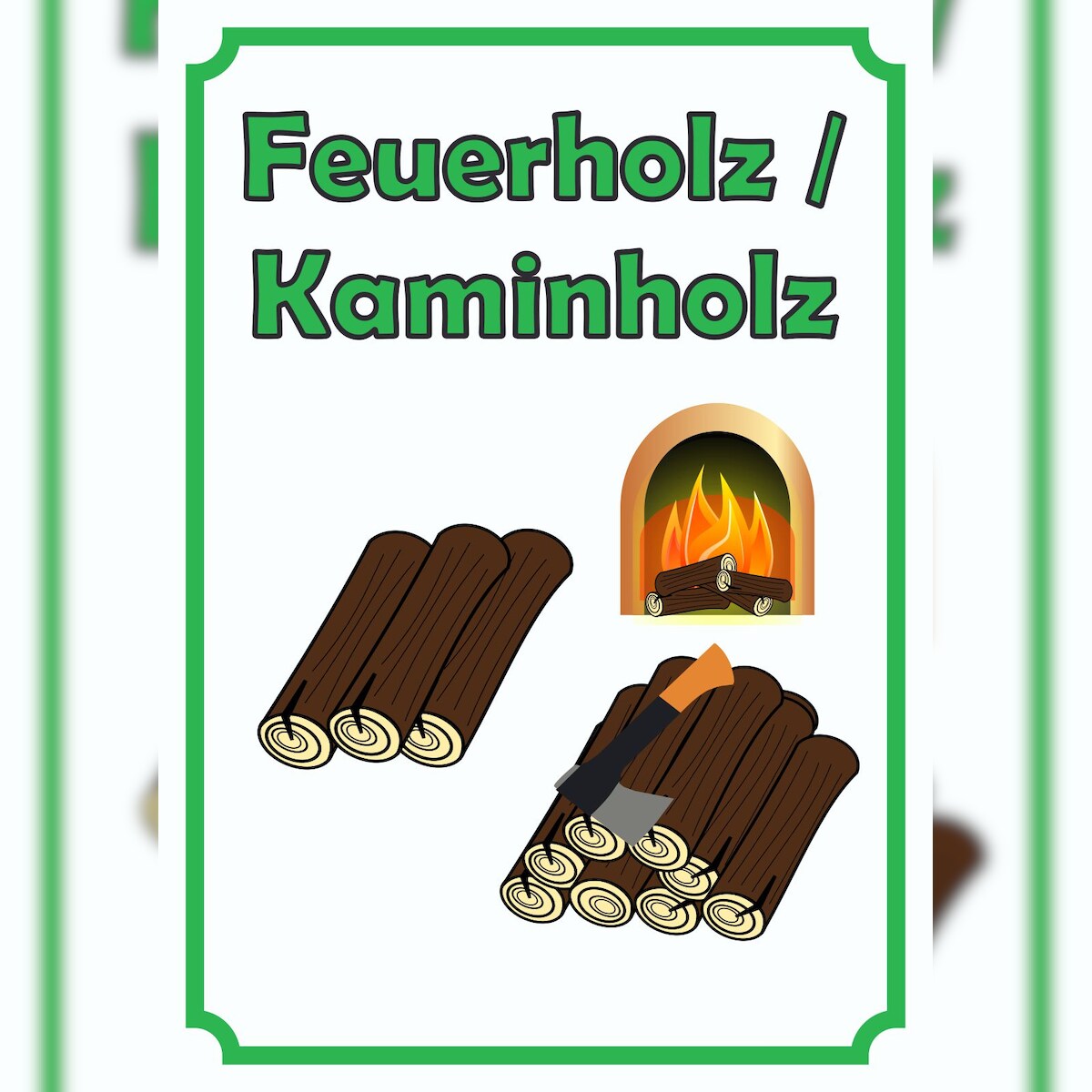 HB-Druck Verkaufsschild Schild Feuerholz Hochkant A6 Rückseite selbstklebend Image