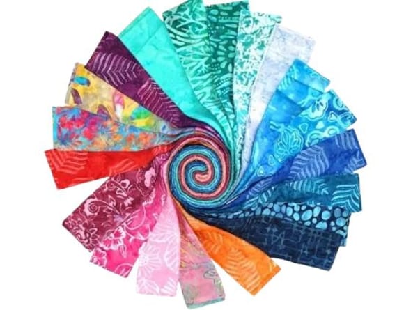 Batik Jelly Roll 100% cotone 40 e 20 pezzi x 110 cm x 6,35 cm Rainbow Riots