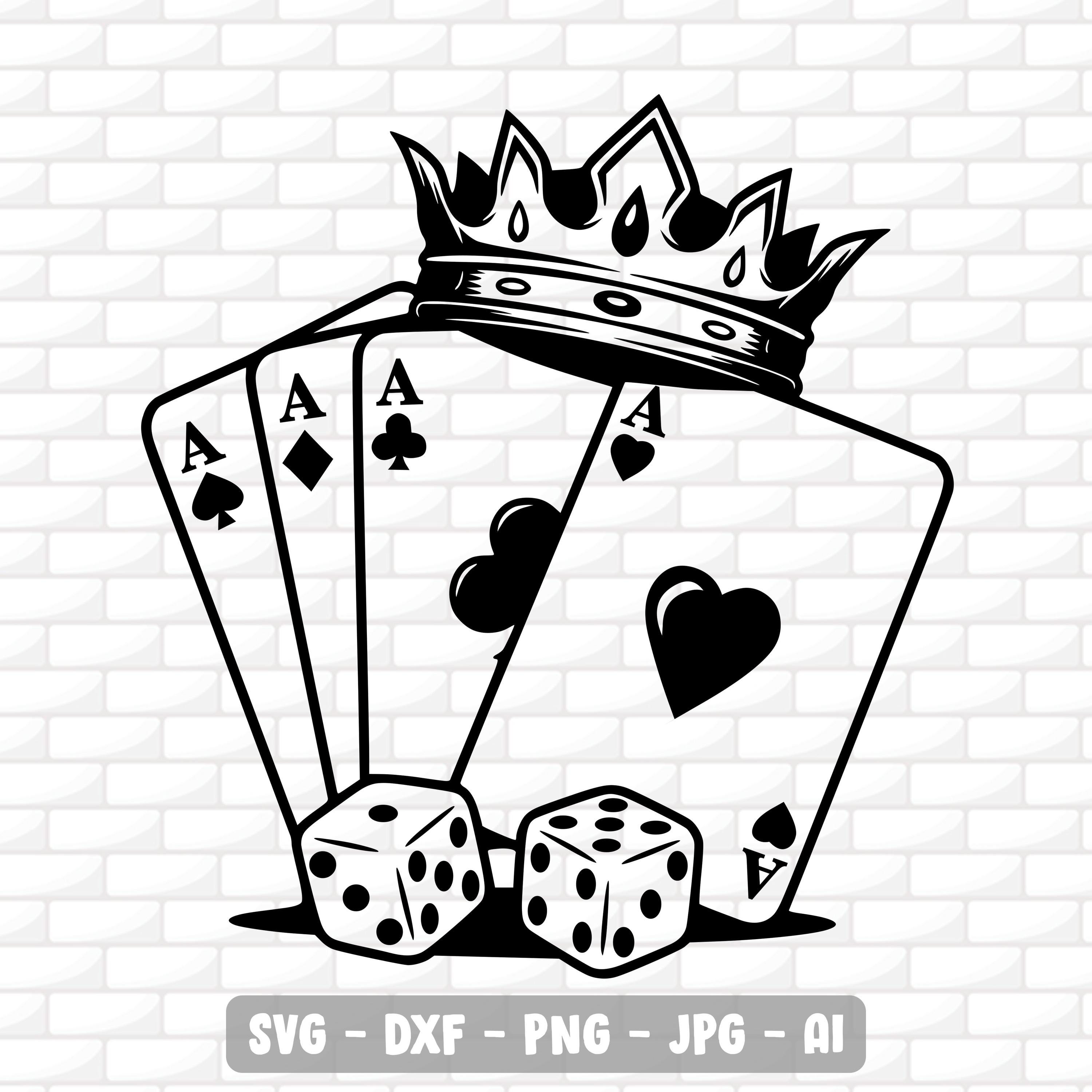 Carte da gioco SVG / Assi SVG / Poker SVG / Clipart di gioco d'azzardo / Maglietta da giocatore SVG / File di taglio poker per Cricut / File di incisi