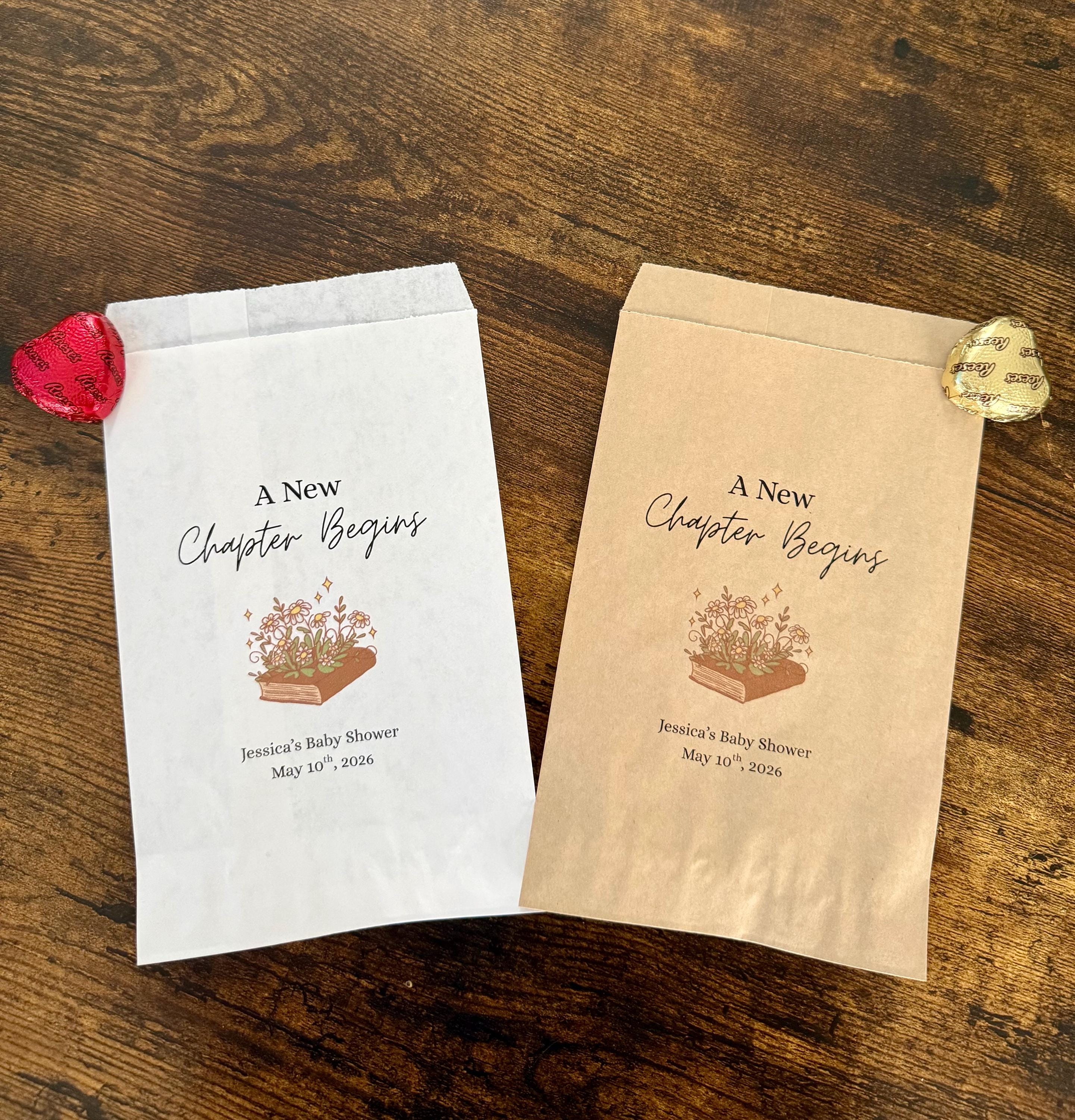 Un nuovo capitolo inizia: sacchetti per bomboniere, sacchetti per biscotti, sacchetti per dolcetti personalizzati, sacchetti per bomboniere per baby s