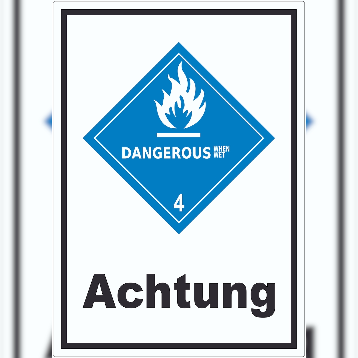 HB-Druck Aufkleber wasserreaktive Stoffe Achtung Dangerous when wet A8 (52x74mm) Image