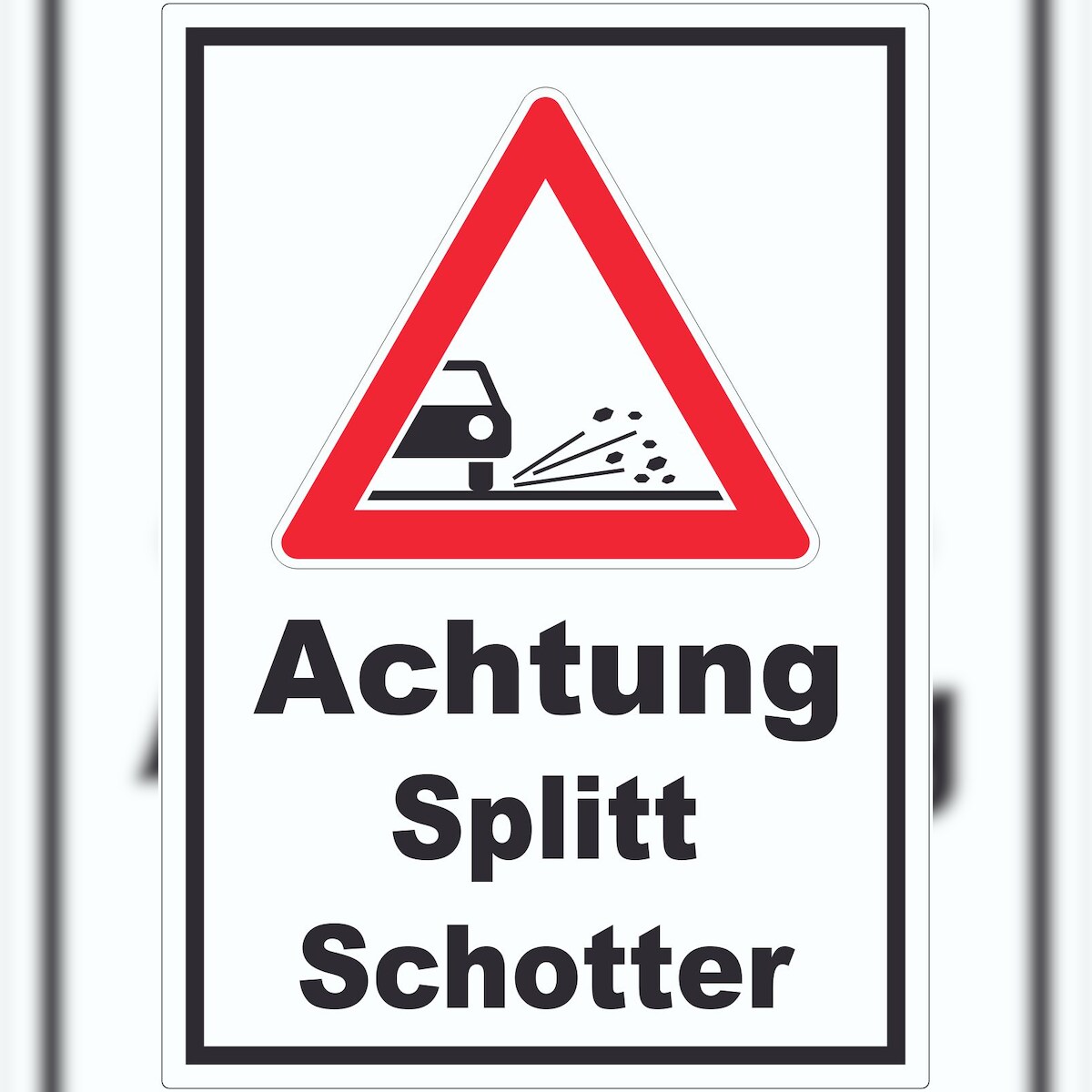 HB-Druck Aufkleber Achtung Splitt Schotter A4 (210x297mm) Image