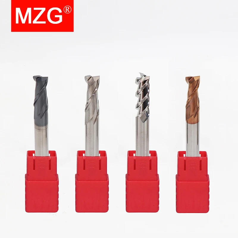 Fresa a 2-3 taglienti MZG HRC50 HRC55 da 1-20mm per lavorazione CNC, alluminio, titanio, tungsteno, leghe metalliche, acciaio
